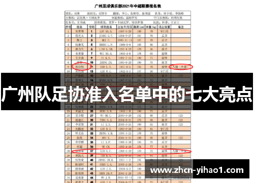 广州队足协准入名单中的七大亮点